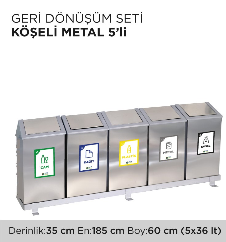 GERİ DÖNÜŞÜM SETİ KÖŞELİ METAL 5'Lİ