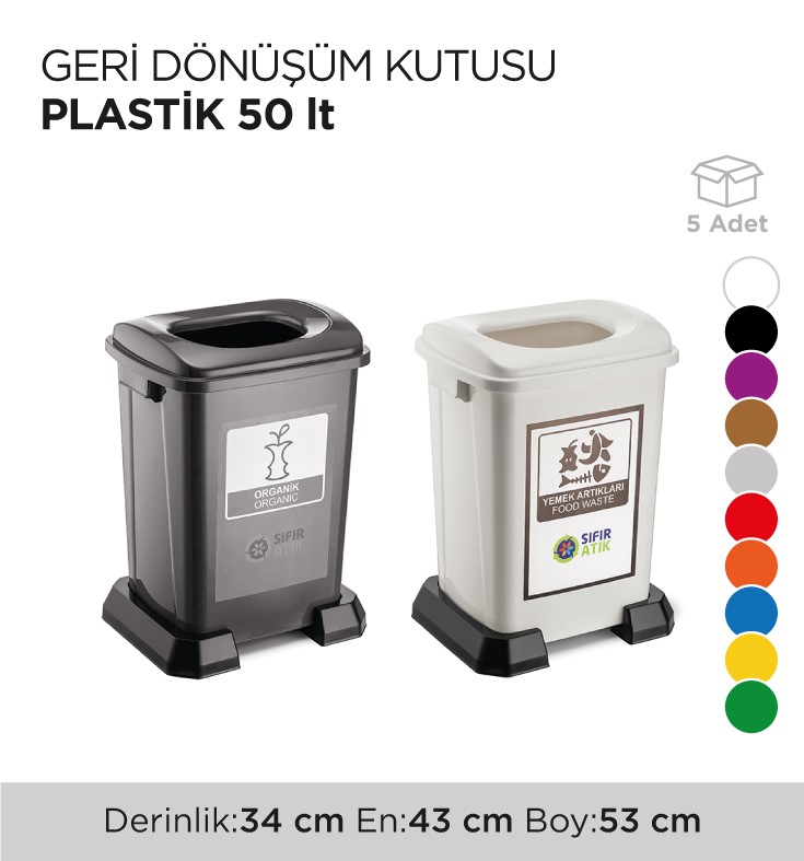 GERİ DÖNÜŞÜM KUTUSU PLASTİK 50LT