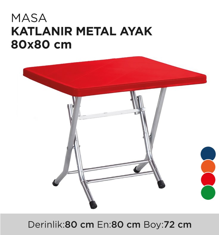 MASA KATLANIR METAL AYAK 80x80CM