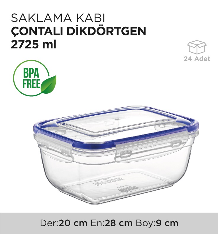 SAKLAMA KABI ÇONTALI DİKDÖRTGEN 2725ML