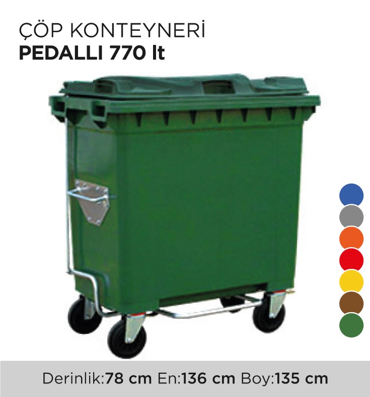 ÇÖP KONTEYNERİ PEDALLI 770LT