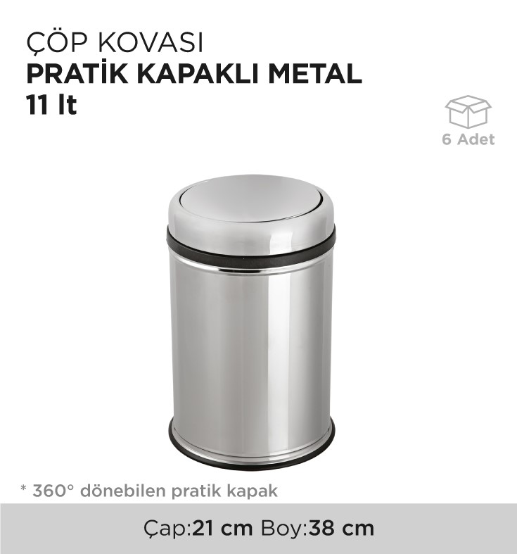 ÇÖP KOVASI PRATİK KAPAKLI METAL 11LT