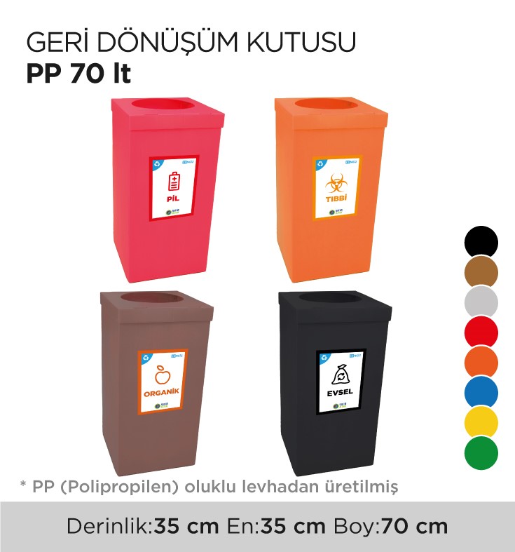 GERİ DÖNÜŞÜM KUTUSU PP 70LT