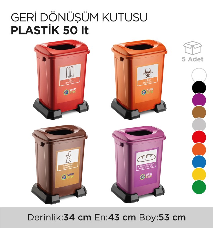 GERİ DÖNÜŞÜM KUTUSU PLASTİK 50LT