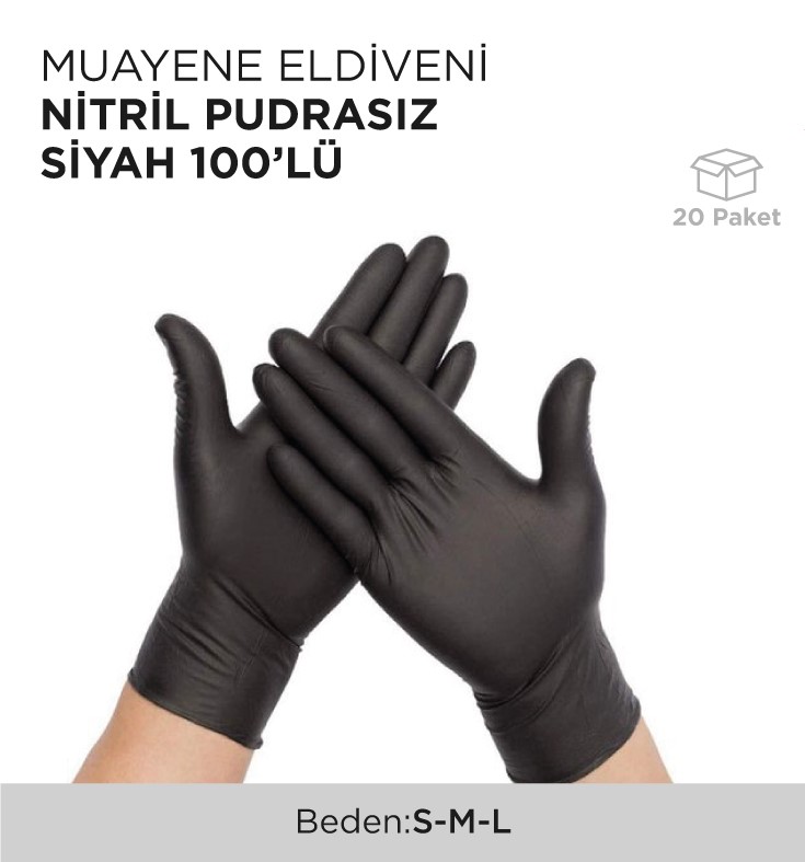 MUAYENE ELDİVENİ NİTRİL PUDRASIZ MAVİ 100'LÜ