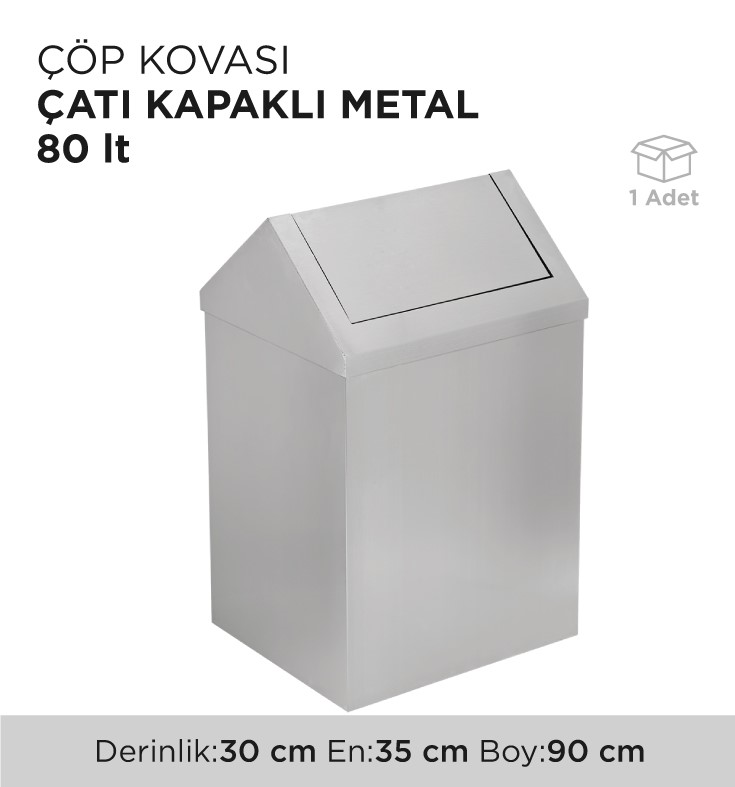 ÇÖP KOVASI ÇATI KAPAKLI METAL 80LT