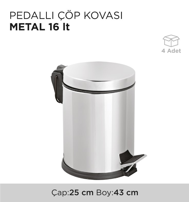 PEDALLI ÇÖP KOVASI METAL 16LT