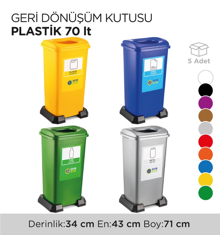 GERİ DÖNÜŞÜM KUTUSU PLASTİK 70LT