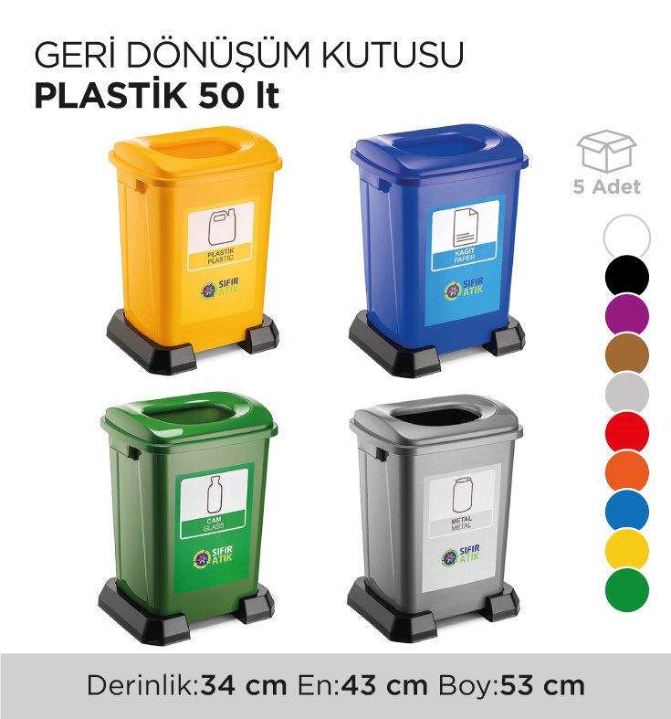 GERİ DÖNÜŞÜM KUTUSU PLASTİK 50 LT