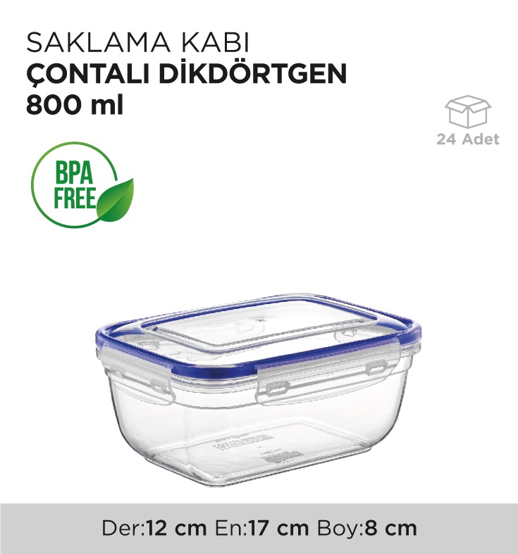 SAKLAMA KABI ÇONTALI DİKDÖRTGEN 800ML