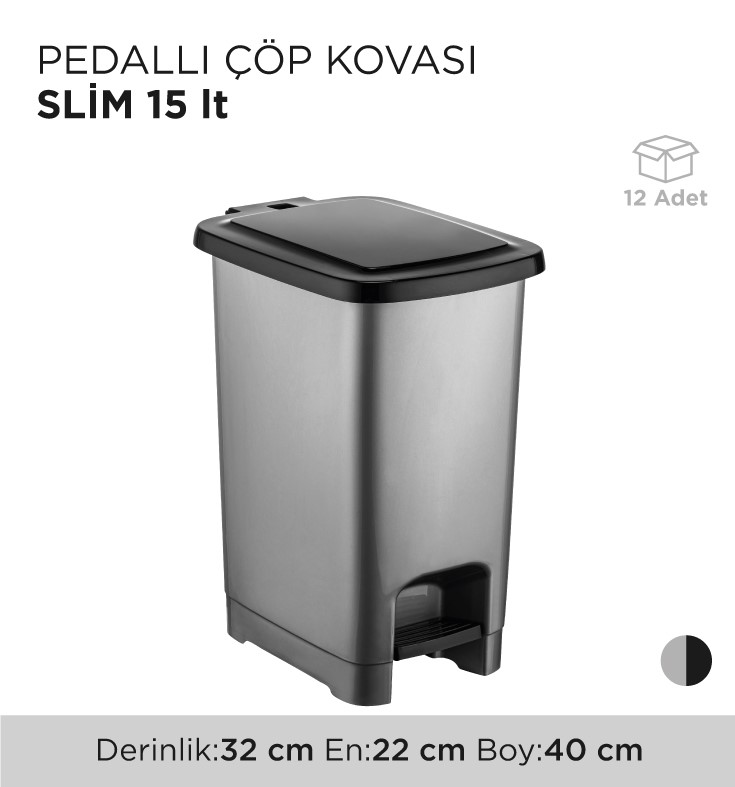 PEDALLI ÇÖP KOVASI SLİM 15LT