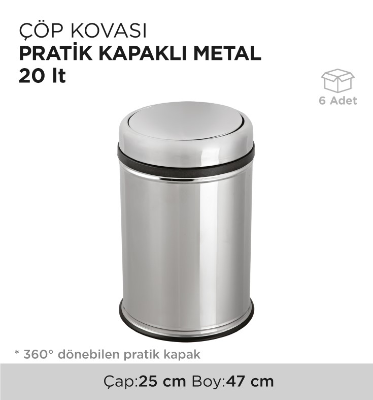 ÇÖP KOVASI PRATİK KAPAKLI METAL 20LT