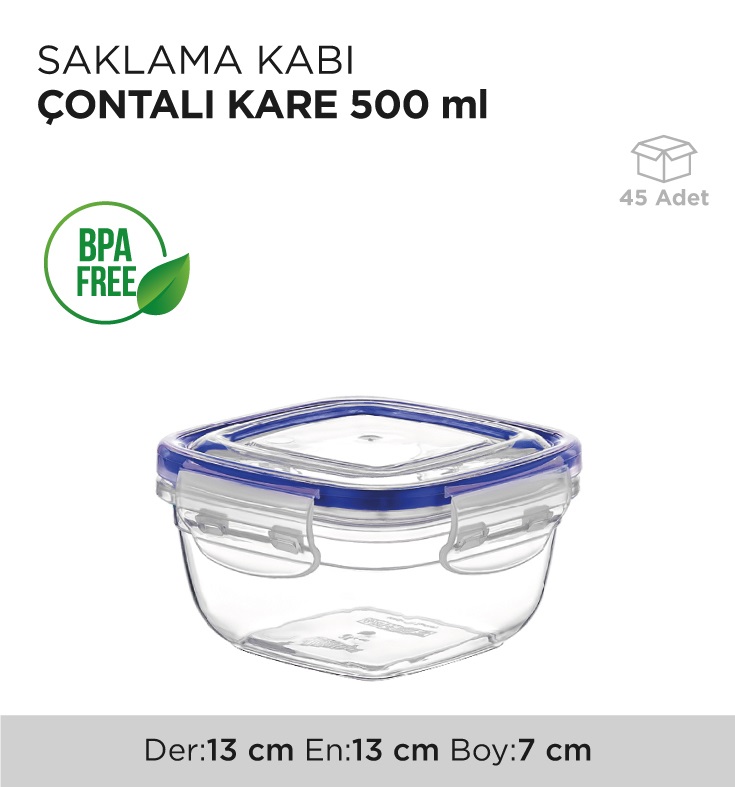 SAKLAMA KABI ÇONTALI KARE 500ML