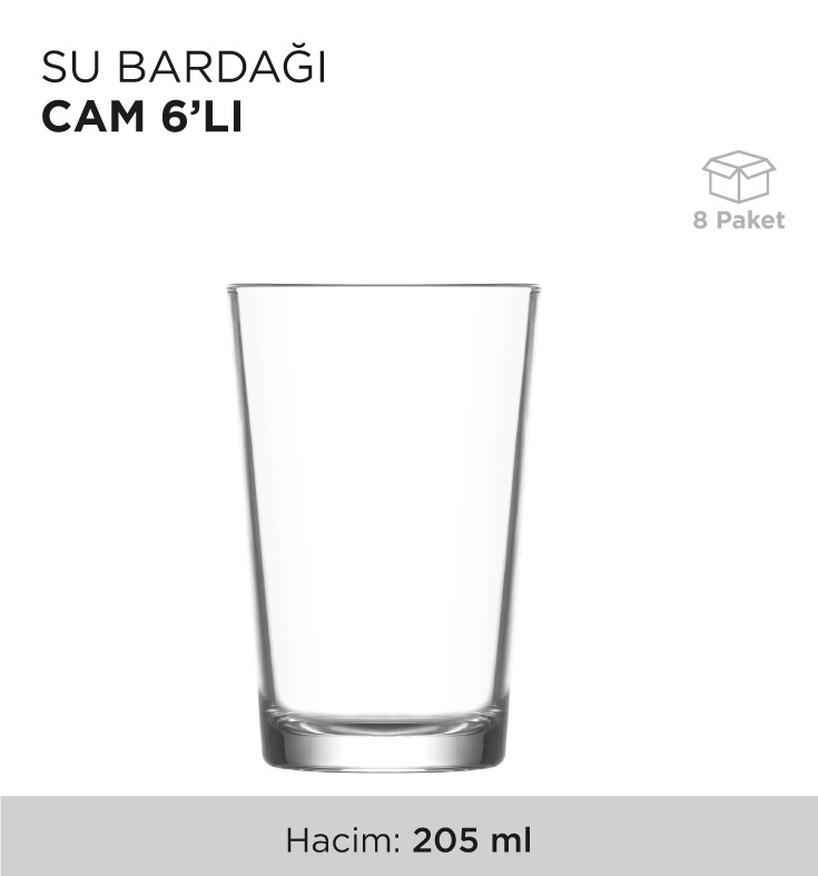 SU BARDAĞI CAM 6'LI