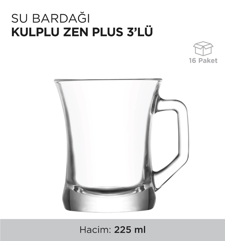 SU BARDAĞI KULPLU ZEN PLUS 3'LÜ