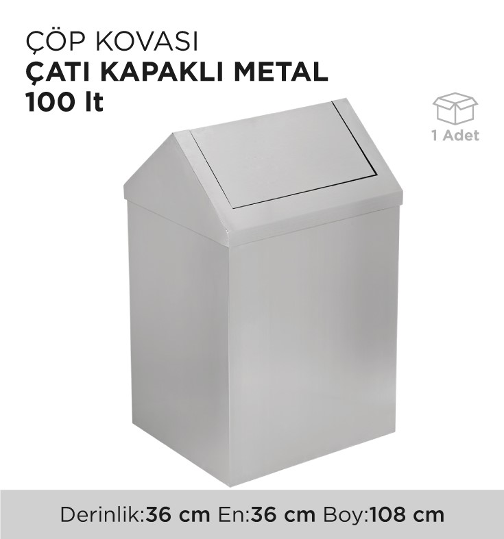 ÇÖP KOVASI ÇATI KAPAKLI METAL 100LT