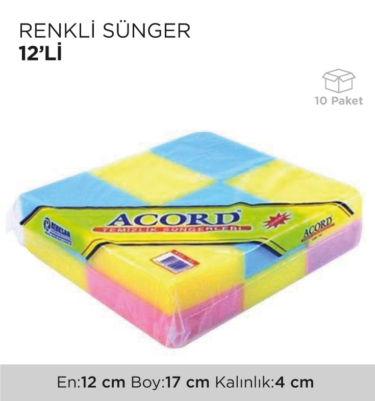 RENKLİ SÜNGER 12'Lİ