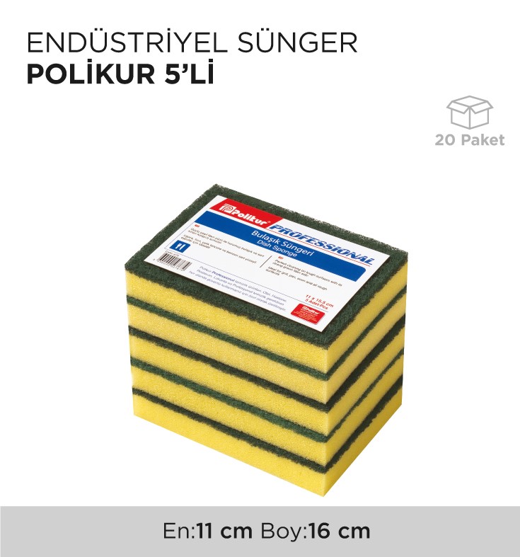 ENDÜSTRİYEL SÜNGER POLİKUR 5'Lİ