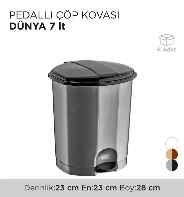 PEDALLI ÇÖP KOVASI DÜNYA 7LT