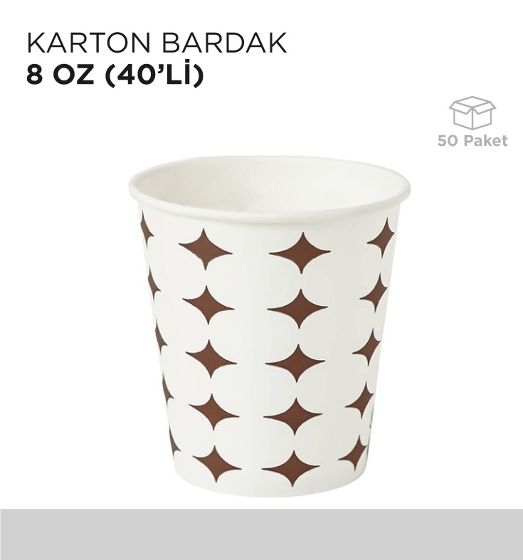 KARTON BARDAK 8 OZ 50'Lİ