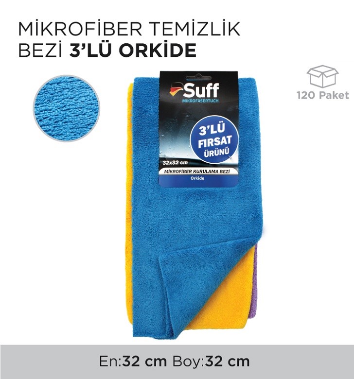 MİKROFİBER TEMİZLİK BEZİ 3'LÜ