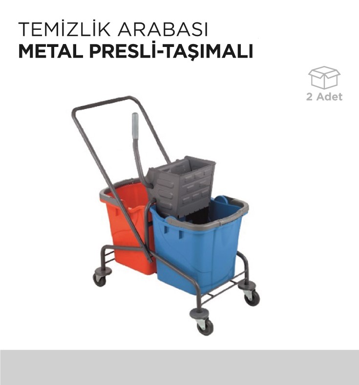 TEMİZLİK ARABASI METAL PRESLİ-TAŞIMALI