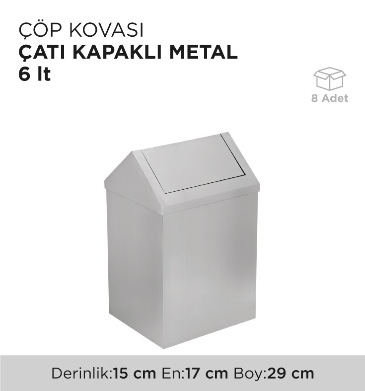 ÇÖP KOVASI ÇATI KAPAKLI METAL 6LT