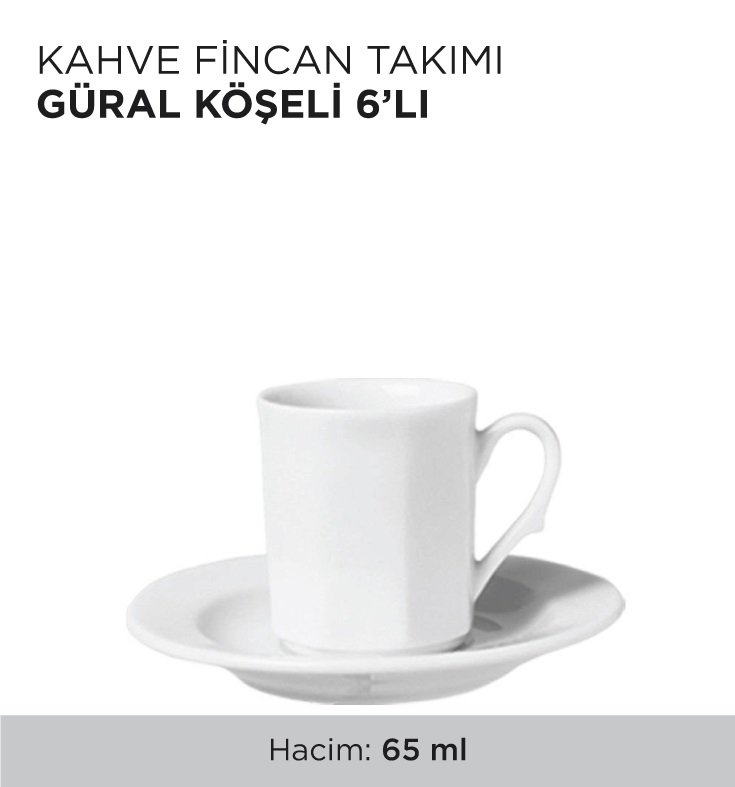 KAHVE FİNCAN TAKIMI GÜRAL KÖŞELİ 6'LI