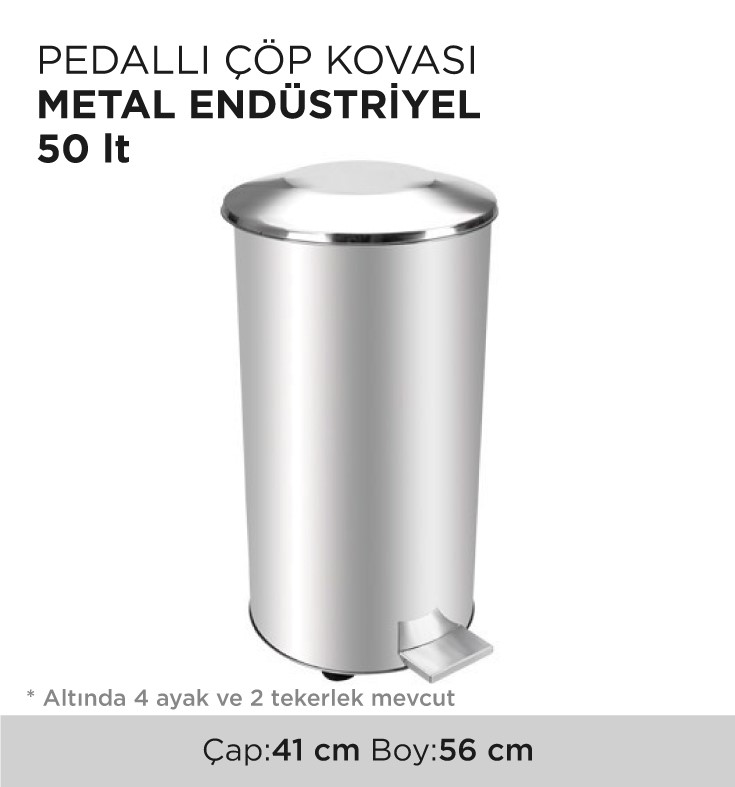 PEDALLI ÇÖP KOVASI METAL ENDÜSTRİYEL 50LT