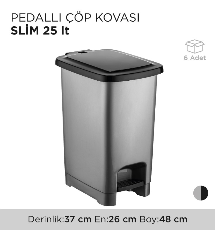 PEDALLI ÇÖP KOVASI SLİM 25LT