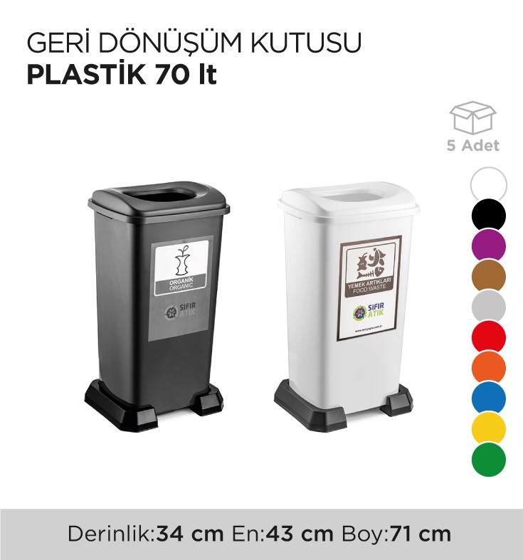 GERİ DÖNÜŞÜM KUTUSU PLASTİK 70LT