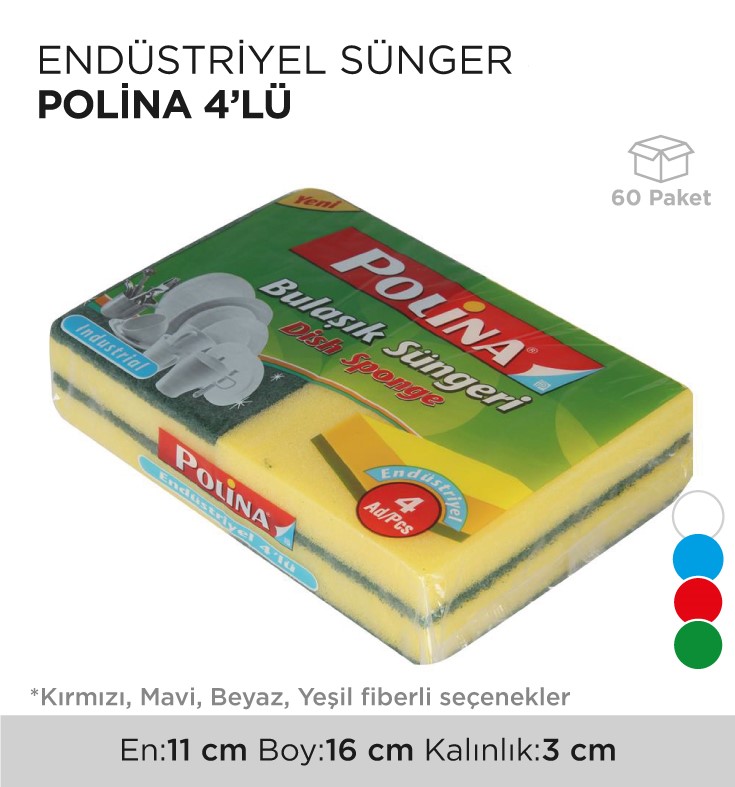 ENDÜSTRİYEL SÜNGER POLİNA 4'LÜ