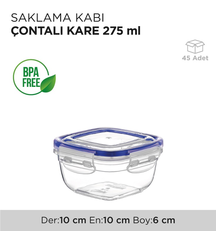 SAKLAMA KABI ÇONTALI KARE 275ML