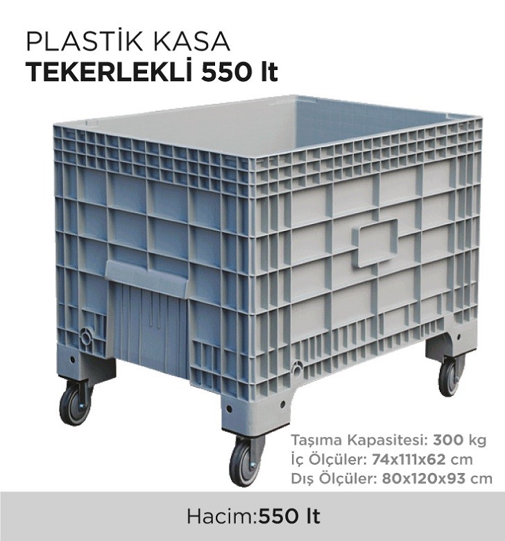 PLASTİK KASA TEKERLEKLİ 550LT