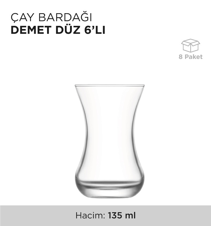 ÇAY BARDAĞI DEMET DÜZ 6'LI