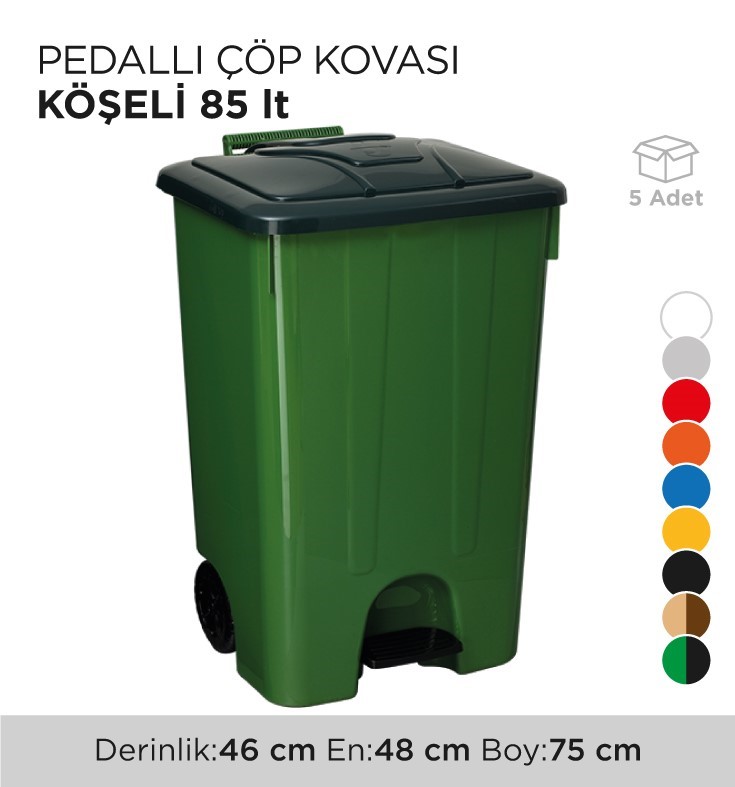 PEDALLI ÇÖP KOVASI KÖŞELİ 85LT