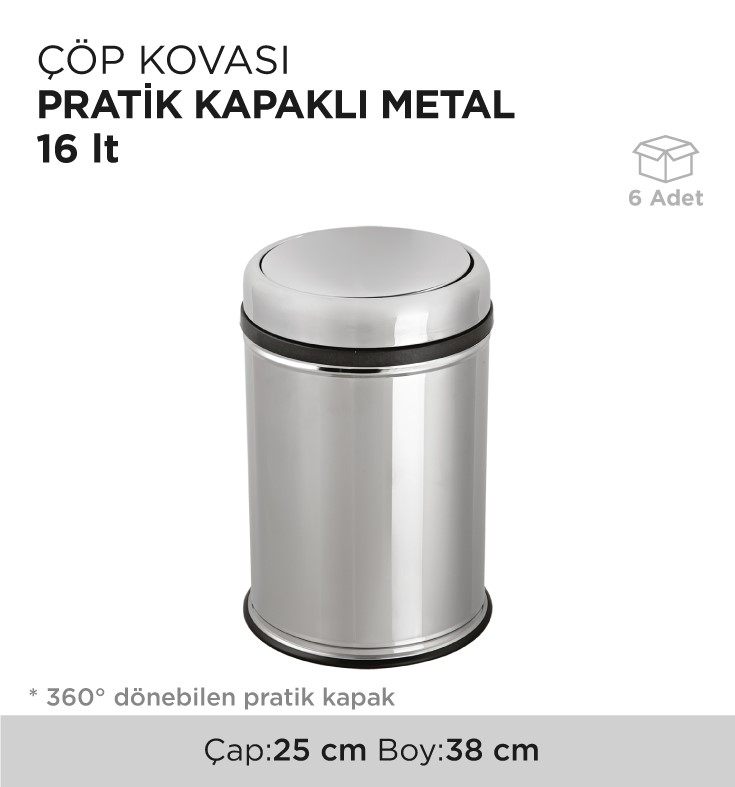 ÇÖP KOVASI PRATİK KAPAKLI METAL 16LT