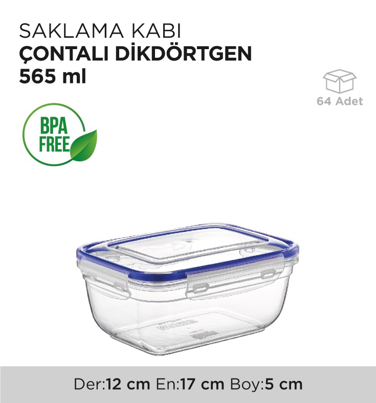 SAKLAMA KABI ÇONTALI DİKDÖRTGEN 565ML