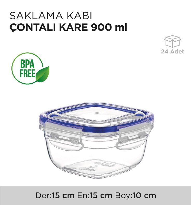 SAKLAMA KABI ÇONTALI KARE 900ML