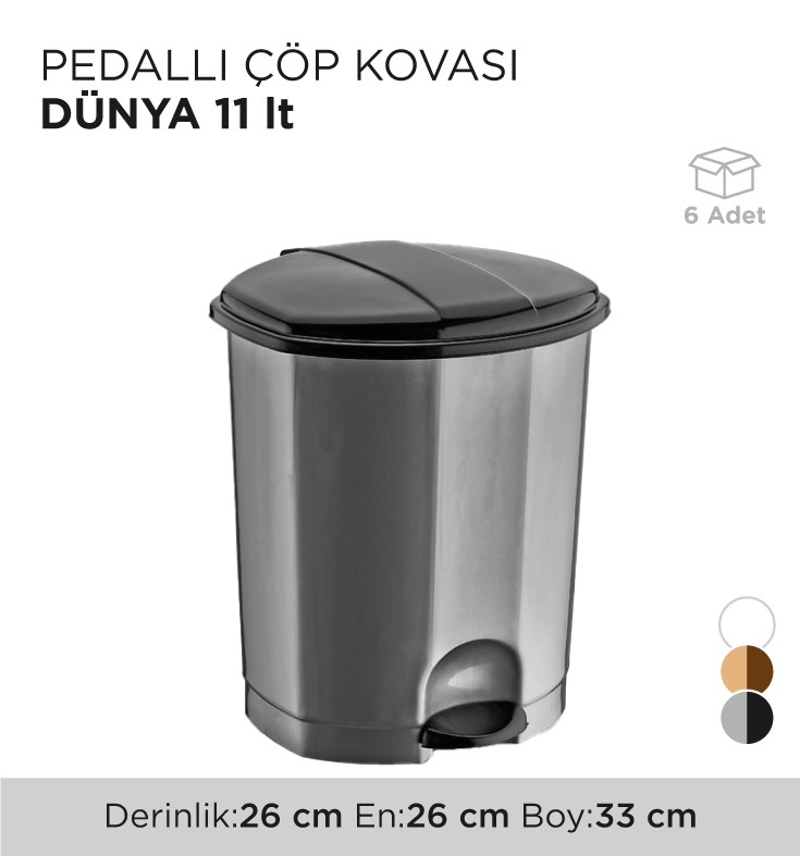 PEDALLI ÇÖP KOVASI DÜNYA 11LT