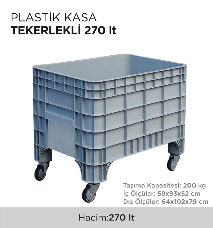 PLASTİK KASA TEKERLEKLİ 270LT