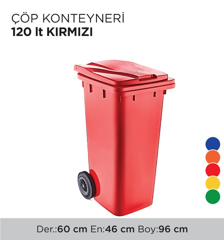 ÇÖP KONTEYNERİ 120LT KIRMIZI