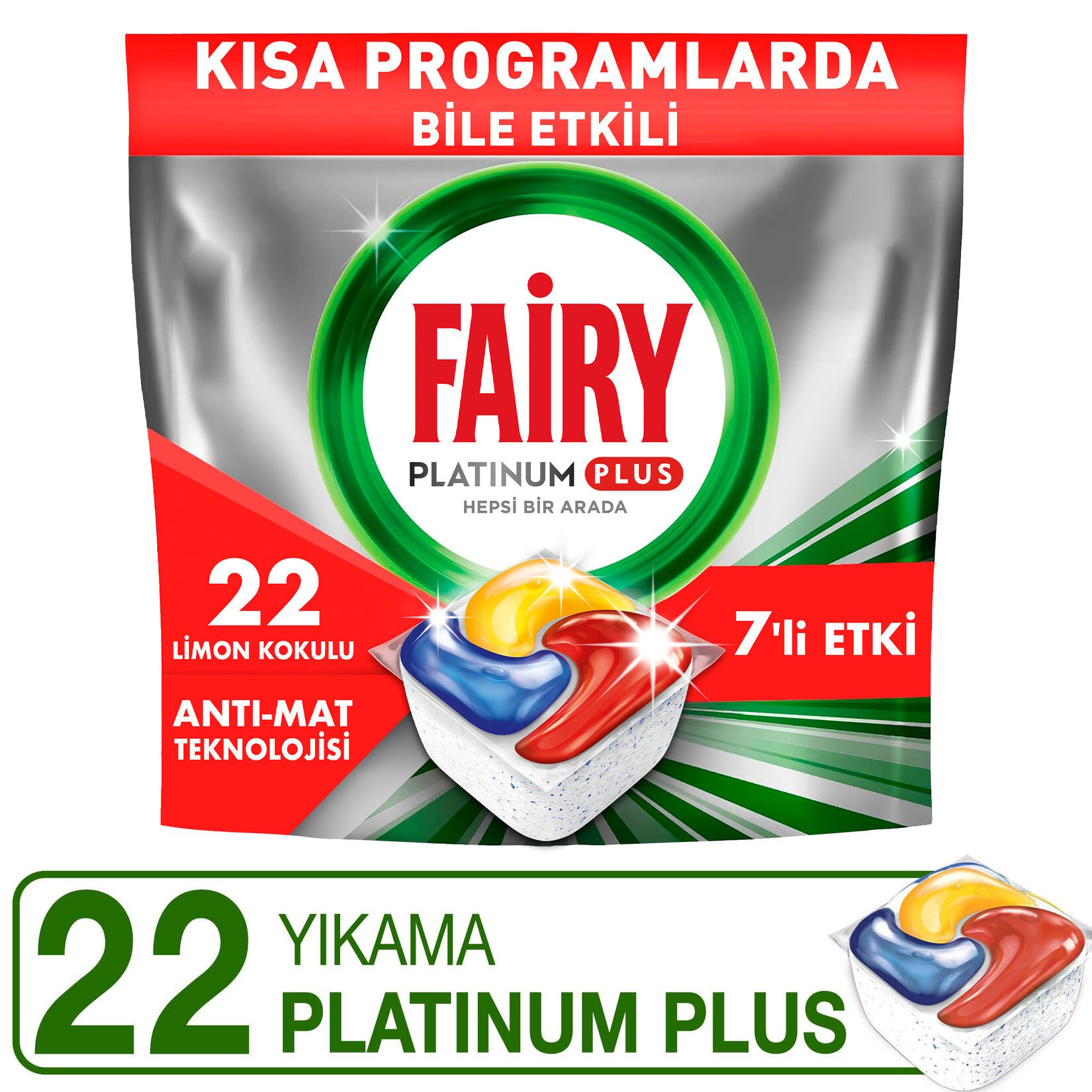 FAİRY PLATİNUM PLUS 22 YIKAMA BULAŞIK MAKİNESİ DETERJANI KAPSULÜ