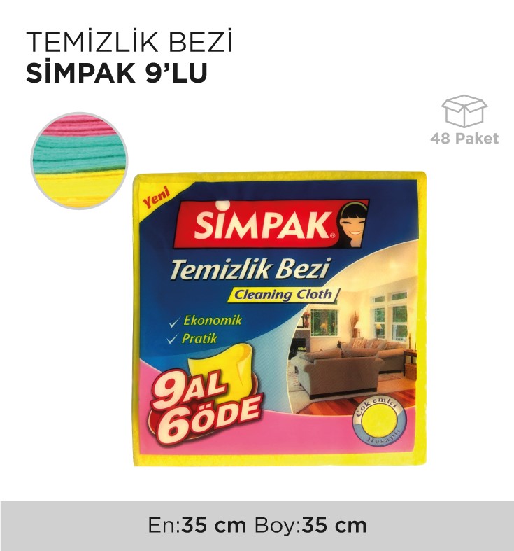 TEMİZLİK BEZİ SİMPAK 9'LU