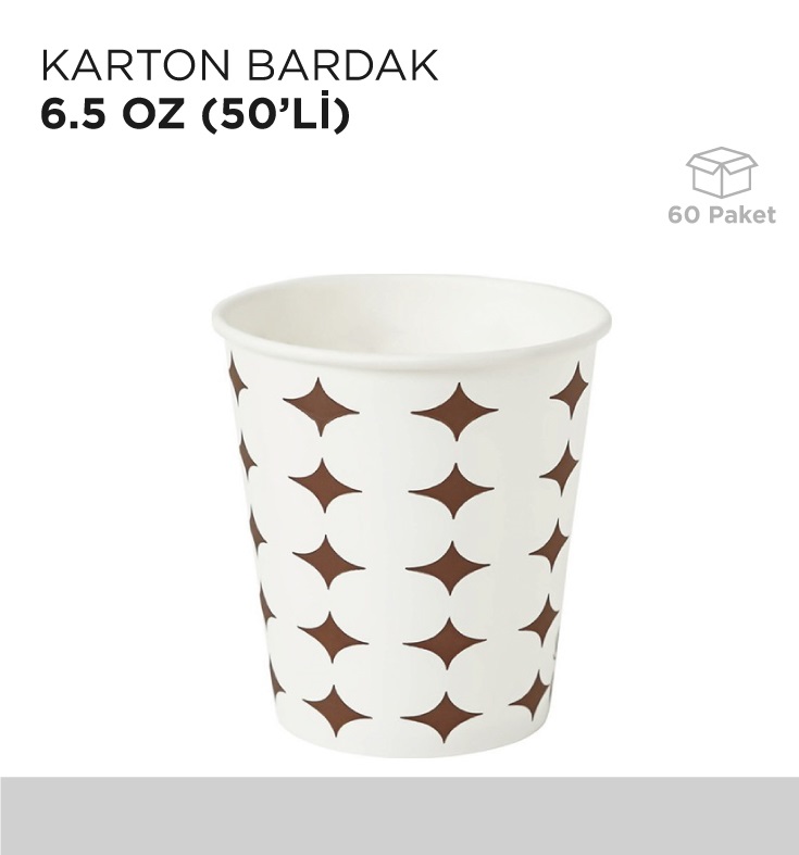 KARTON BARDAK 6.5 OZ 50'Lİ