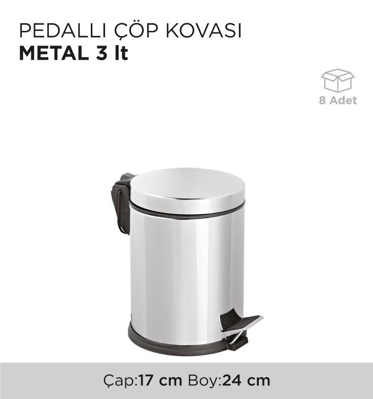 PEDALLI ÇÖP KOVASI METAL 3LT