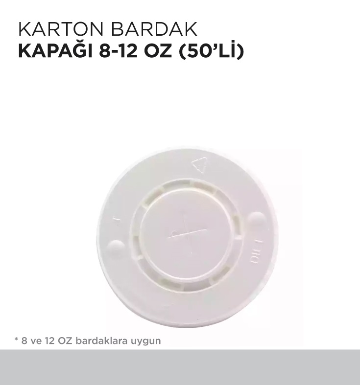 KARTON BARDAK KAPAĞI 8-12 OZ 50'Lİ