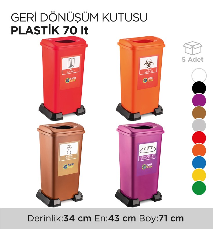 GERİ DÖNÜŞÜM KUTUSU PLASTİK 70LT