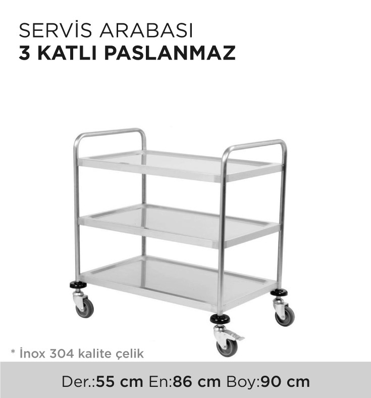 SERVİS ARABASI 3 KATLI PASLANMAZ