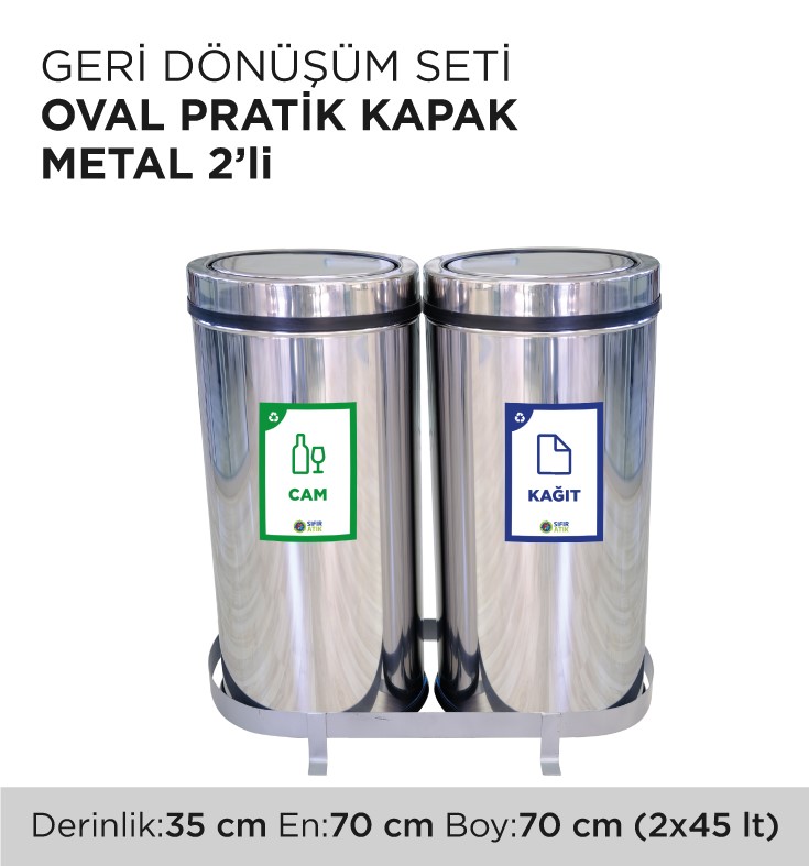 GERİ DÖNÜŞÜM SETİ OVAL PRATİK KAPAK METAL 2'Lİ